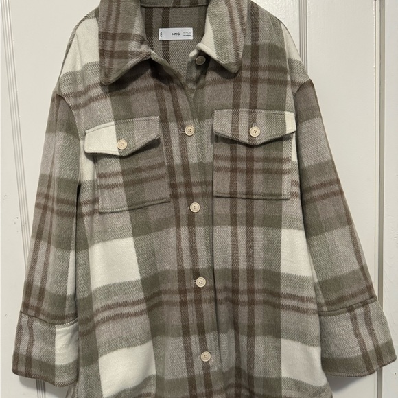 Mango oversized checked flannel shirt jacket. - Picture 4 of 9